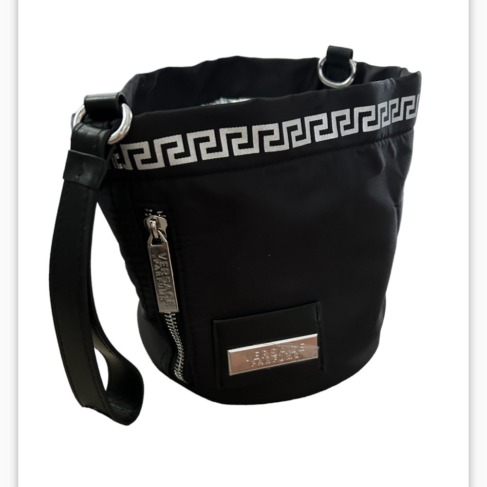 Versace parfums bucket crossbody mini bag black nylon